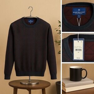 Ryan Seacrest Distinction Men's Sweater XL Navy Red Geometric Crew Neck NWT